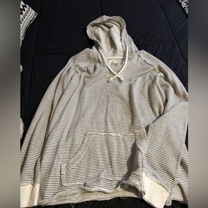 Striped Hoodie in Beige and White